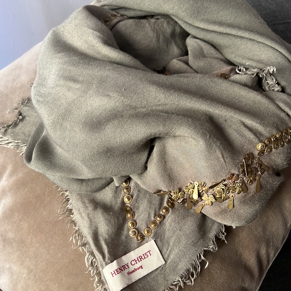 Designer Cashmere Scarf with Metal Embelishments